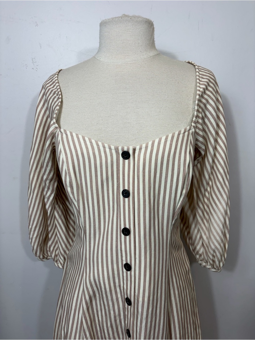 Mara Hoffman Striped Linen Blend Puff Sleeve Maxi Dress Size 2 - Picture 9 of 11